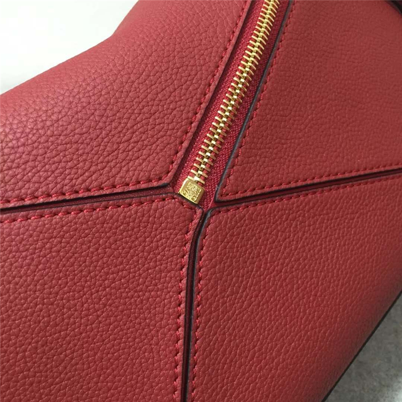 88597 LOEWE羅意威 Puzzle Small Bag 幾何形拼接 單肩手提包 酒紅色