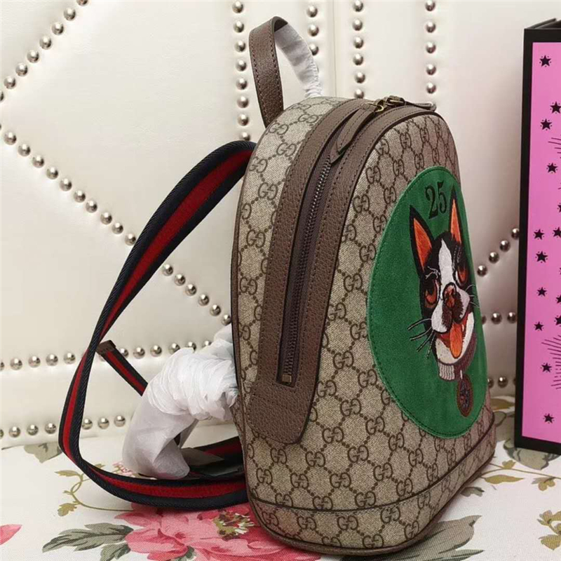 495621 GUCCI Bosco圖案 中國新年系列 高級人造帆布背包 啡色