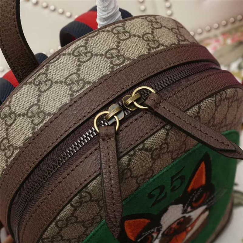 495621 GUCCI Bosco圖案 中國新年系列 高級人造帆布背包 啡色
