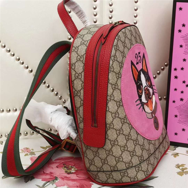 495621 GUCCI Bosco圖案 中國新年系列 高級人造帆布背包 紅色