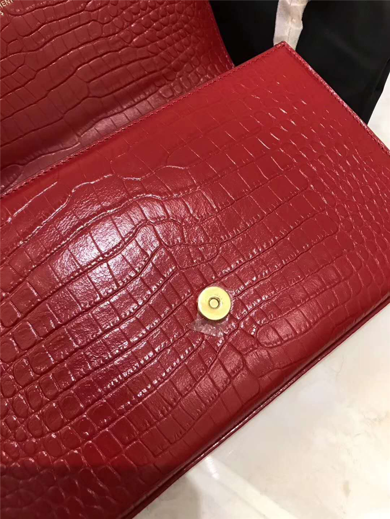326076 YSL圣羅蘭 專柜最新 細鱷魚紋 流蘇包 大紅金鏈