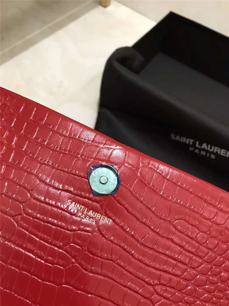 326076 YSL圣羅蘭 專柜最新 細鱷魚紋 流蘇包 大紅金鏈