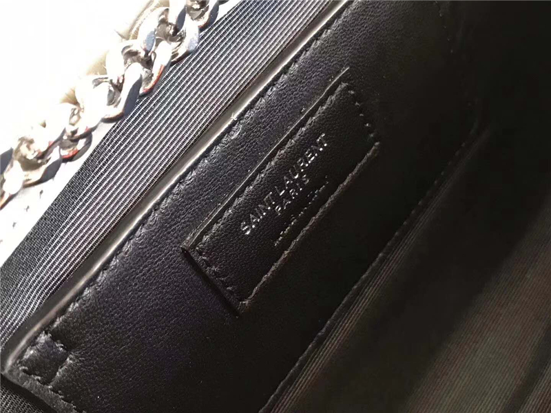 326076 YSL圣羅蘭 專柜最新 細鱷魚紋 流蘇包 淺灰銀鏈