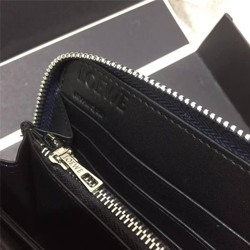 3573 Loewe羅意威 全新stars系列 皮革 拉鏈錢夾 藏藍色