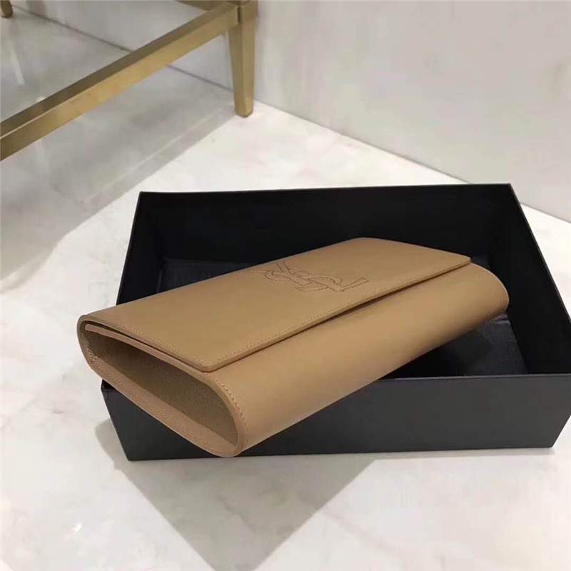 314094 YSL圣羅蘭 小羊皮 浮雕刺繡標志 手拿包 姜黃色