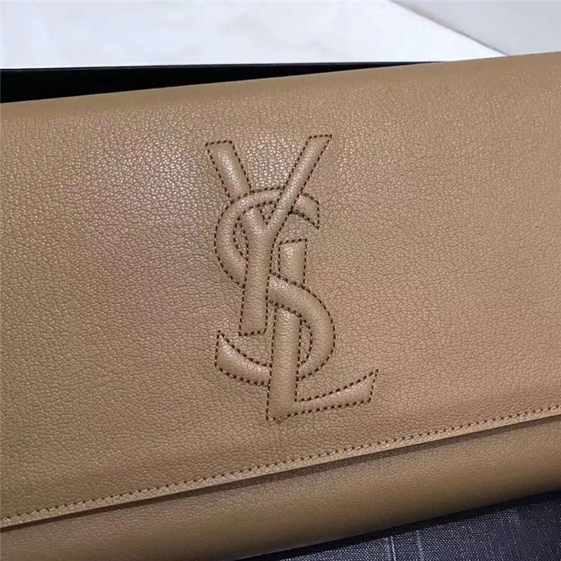 314094 YSL圣羅蘭 小羊皮 浮雕刺繡標志 手拿包 姜黃色