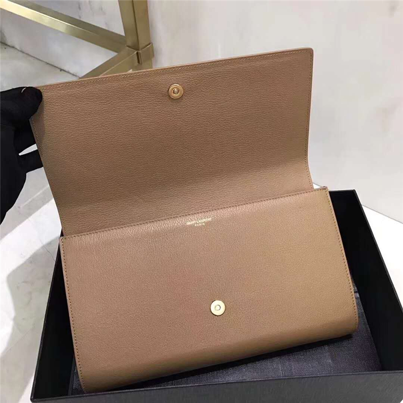 314094 YSL圣羅蘭 小羊皮 浮雕刺繡標志 手拿包 姜黃色