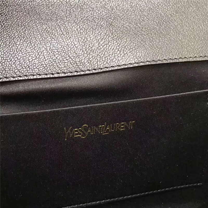 314094 YSL圣羅蘭 小羊皮 浮雕刺繡標志 手拿包 黑色