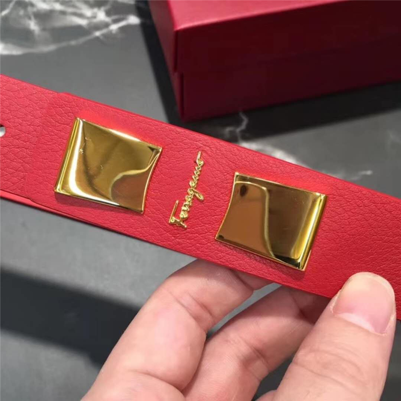 26088787 Ferragamo菲格拉慕 Vara蝴蝶結(jié) 女士腰帶 紅色