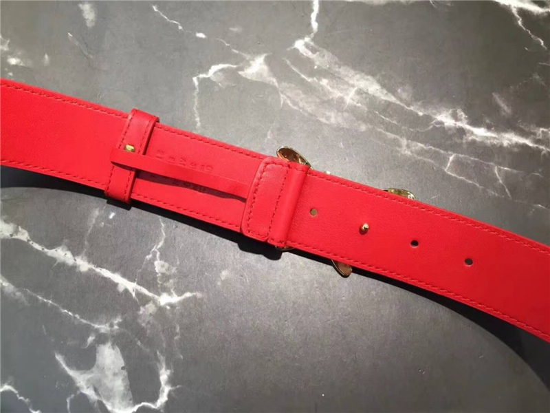 Gucci 2018新款 走秀款 原版牛皮 蝴蝶滿(mǎn)鉆扣頭 大紅色銀扣