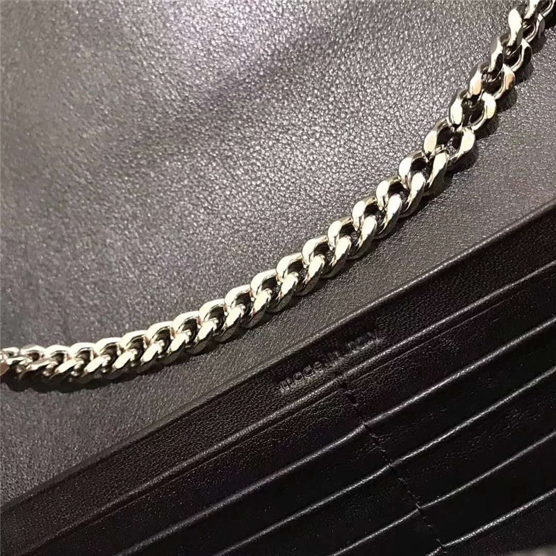 YSL圣羅蘭 專柜最新女包 細鱷魚紋 YSL鏈條包 黑色銀鏈