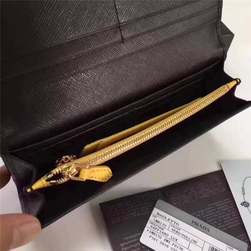 2ML1132 Prada普拉達 機器人 十字紋牛皮 長款錢夾 黑色