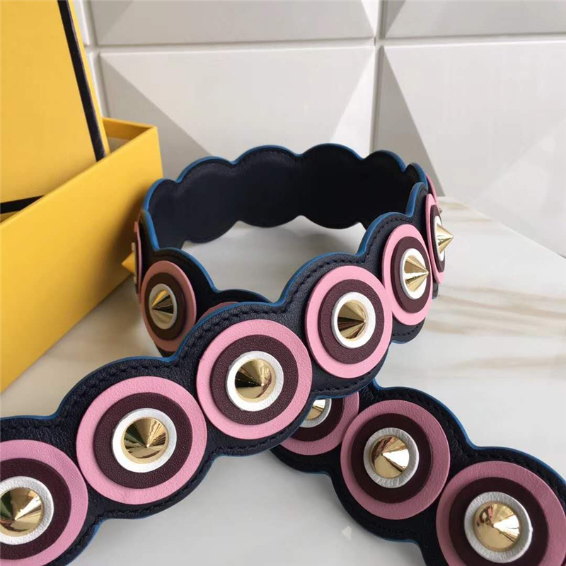 813 Fendi芬迪 超美包帶 圓形椎體鉚釘 炫彩長肩帶 黑色