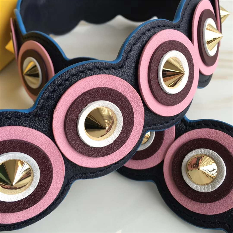 813 Fendi芬迪 超美包帶 圓形椎體鉚釘 炫彩長肩帶 黑色