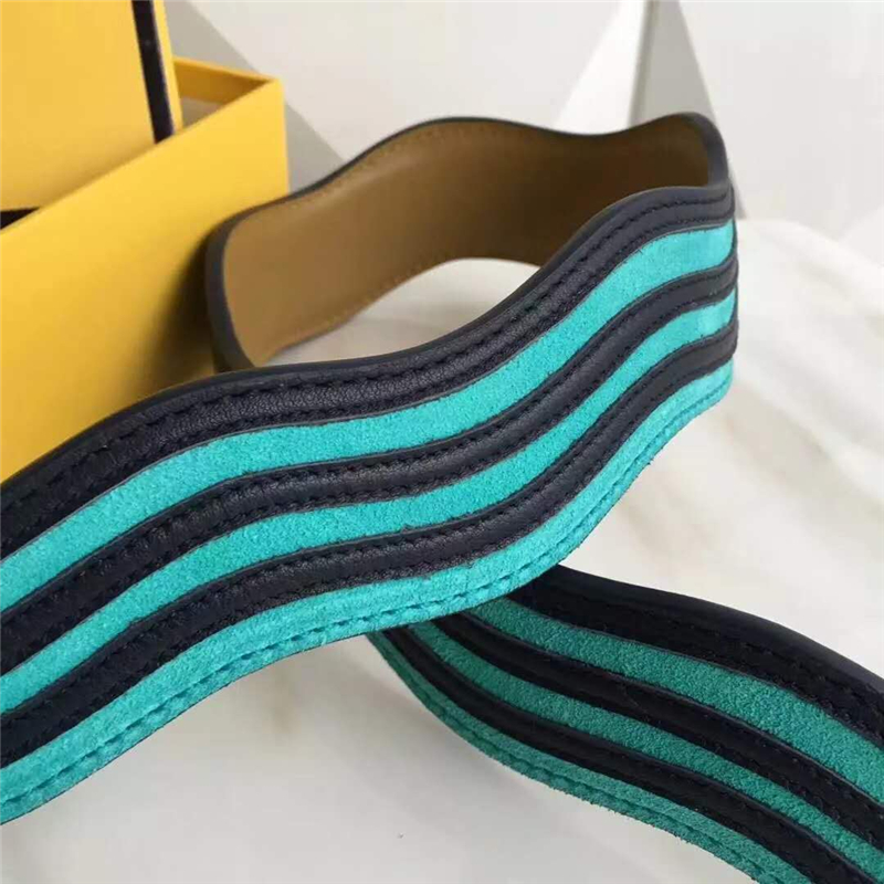 812 Fendi芬迪 超美包帶 拼色波浪條紋 炫彩長肩帶 黑配綠