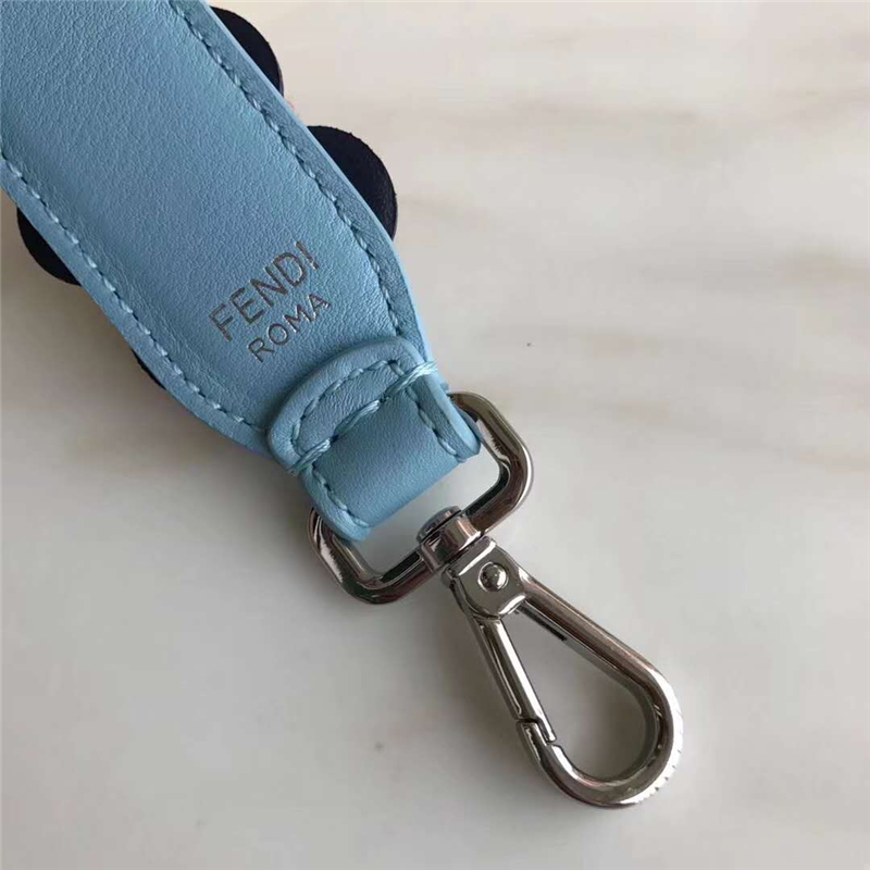 832 Fendi芬迪 超美包帶 花朵錐形鉚釘 炫彩短肩帶 水藍色