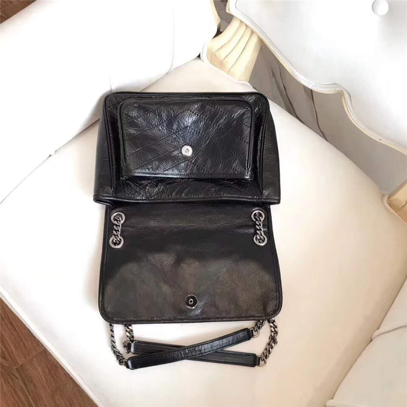498894 YSL圣羅蘭 NIKI復古 舊油蠟牛皮 褶皺 鏈條包 黑色