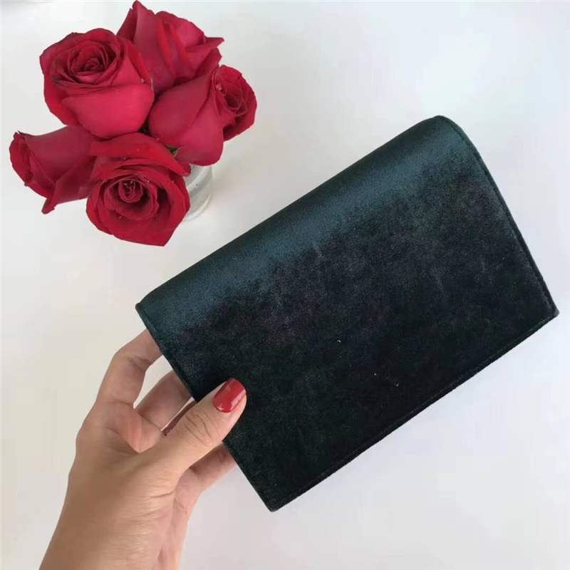 491521 YSL圣羅蘭 天鵝絨 帶鉆五金 手拿肩背 流蘇兩用包 綠色