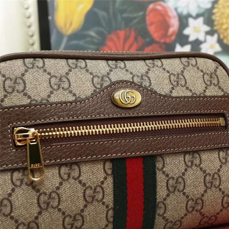 517076 GUCCI Ophidia系列 高級人造帆布 復古腰包 烏木色