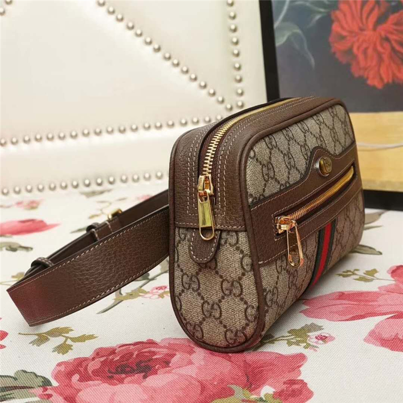 517076 GUCCI Ophidia系列 高級人造帆布 復古腰包 烏木色