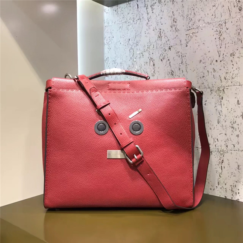 3516 Fendi芬迪 PEEKABOO 羅馬手提包 浮雕表情 芬迪公文包 紅色