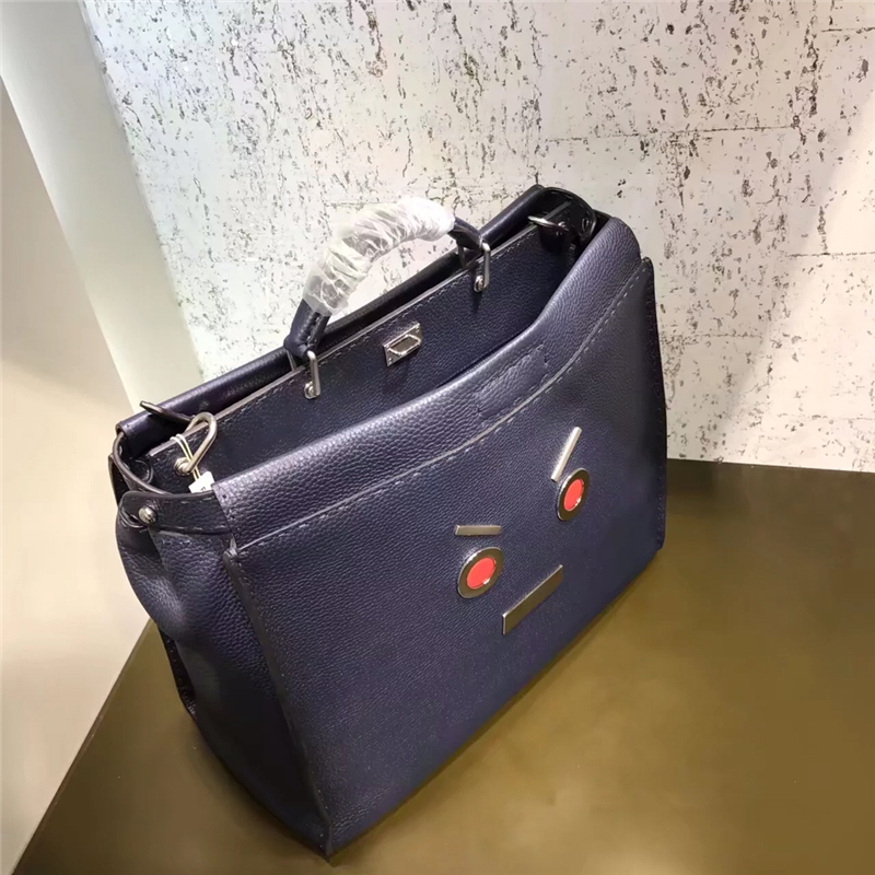 3516 Fendi芬迪 PEEKABOO 羅馬手提包 浮雕表情 芬迪公文包 深藍色