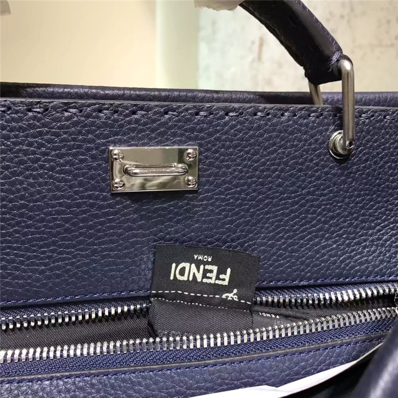 3516 Fendi芬迪 PEEKABOO 羅馬手提包 浮雕表情 芬迪公文包 深藍色