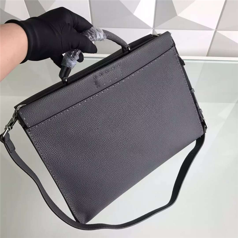 1516 Fendi PEEKABOO FIT羅馬皮 全手工縫制 男士手提包 深灰色