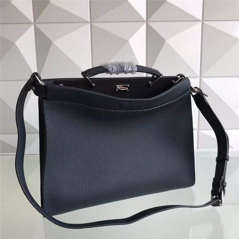 1516 Fendi PEEKABOO FIT羅馬皮 全手工縫制 男士手提包 深藍色