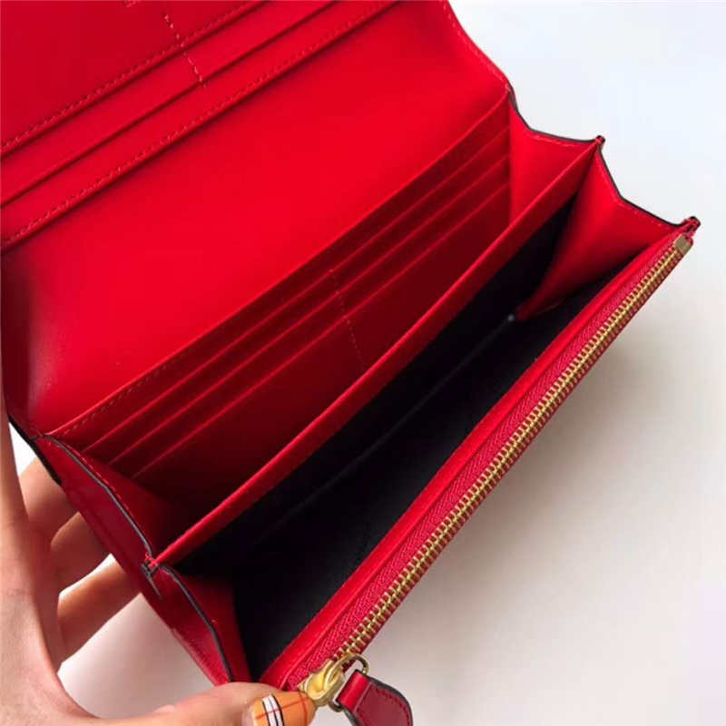 39753271 Burberry巴寶莉 Banner手袋系列 House格紋 拼皮長款錢夾 繽紛紅