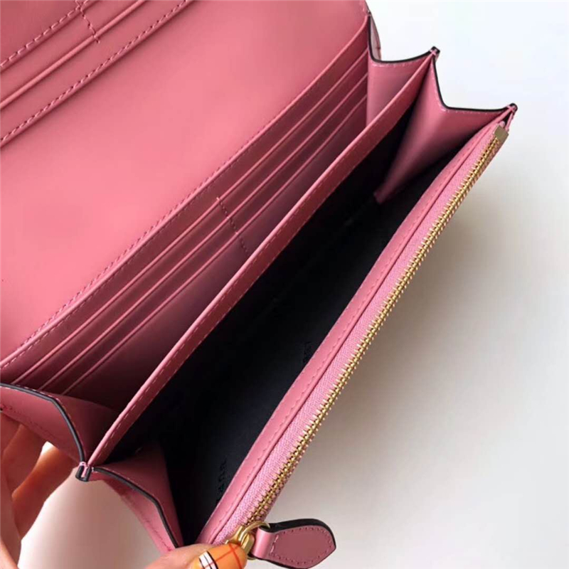 40500731 Burberry巴寶莉 Banner手袋系列 House格紋 拼皮長款錢夾 櫻花粉