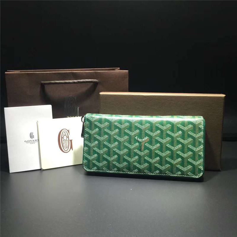 020135 GOYARD戈雅 2018新款 多卡位多隔層 時尚休閑 女士 拉鏈長款錢夾 綠色