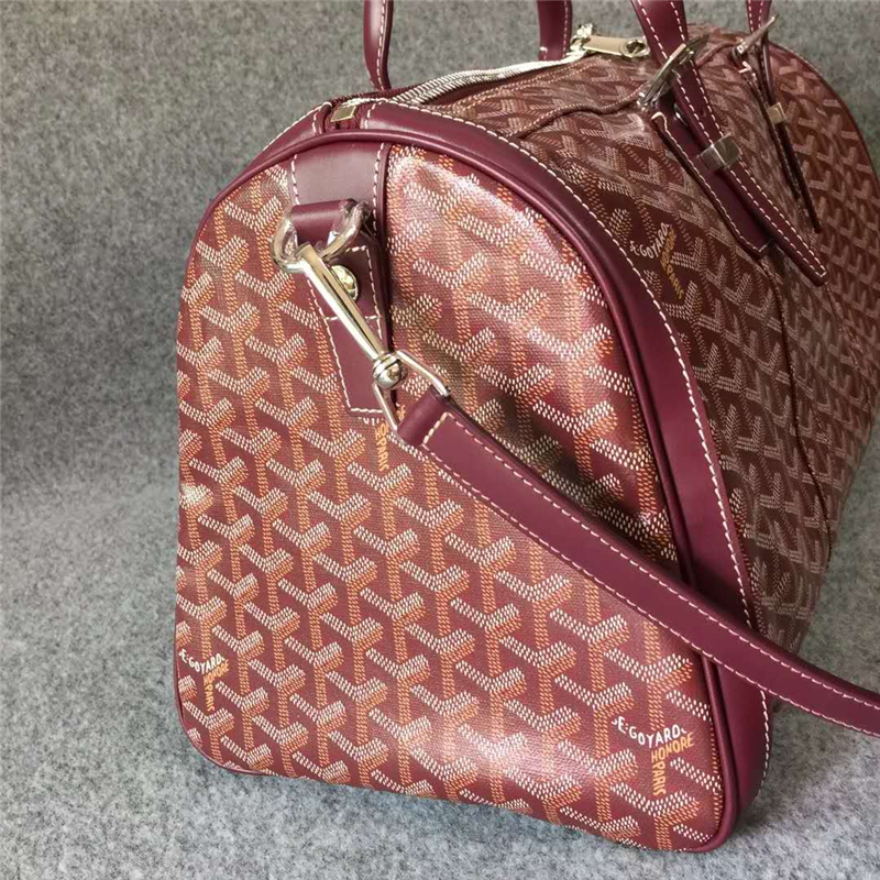 Goyard戈雅旅行包 真皮 手提袋 波士頓旅行袋 棗紅