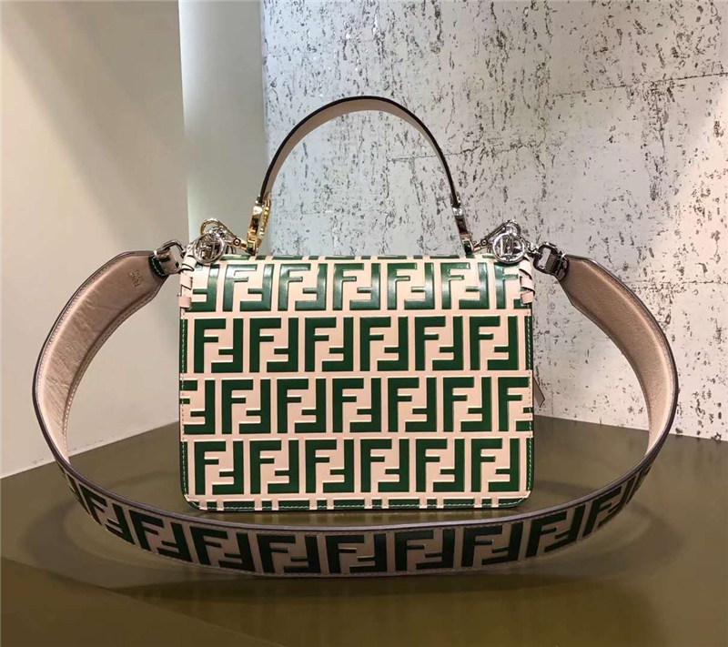 2821 Fendi 編織裝飾穿繩 雙F凸紋印花標志 翻蓋手袋 綠色