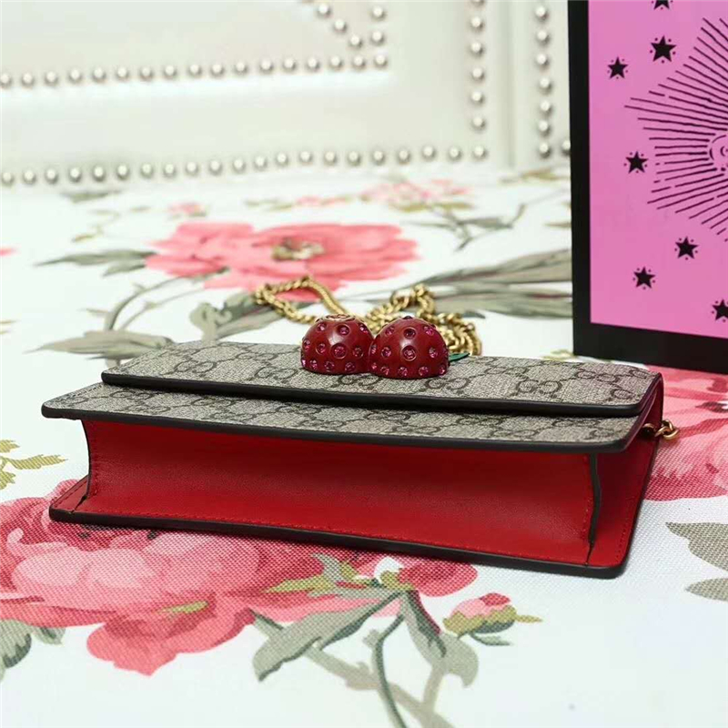 481291 Gucci Garden紀(jì)念品 櫻桃系列新款 翻蓋 鏈條肩包 烏木色