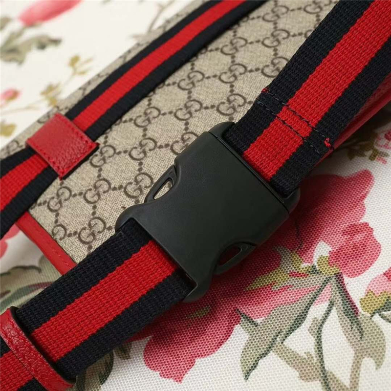 493930 GUCCI古馳 高級人造帆布 虎頭裝飾 翻蓋復古腰包 紅色