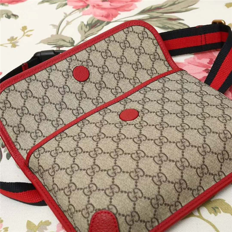 493930 GUCCI古馳 高級人造帆布 虎頭裝飾 翻蓋復古腰包 紅色