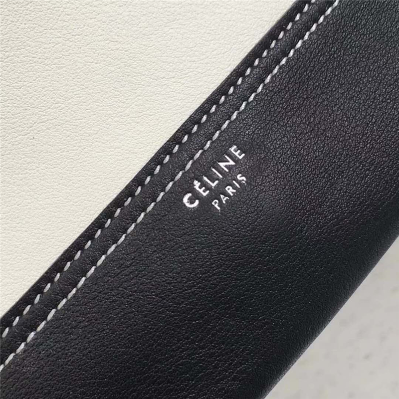 Celine 賽琳 Frame 新款 亮澤光滑小牛皮 拼色單肩包 黑配白