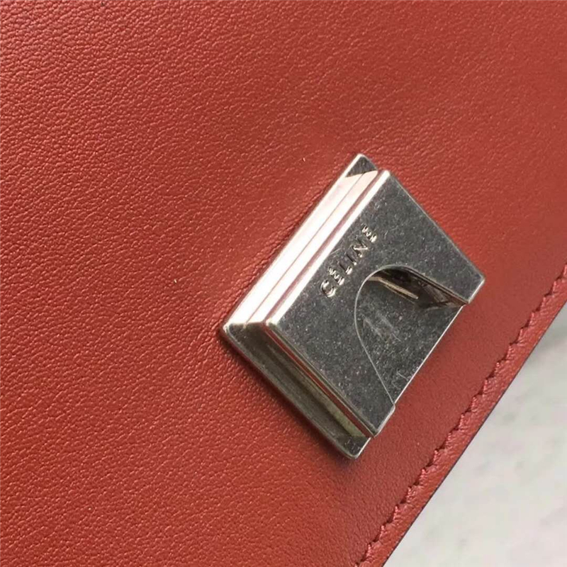 Celine 賽琳 Frame 新款 亮澤光滑小牛皮 拼色單肩包 棕配白