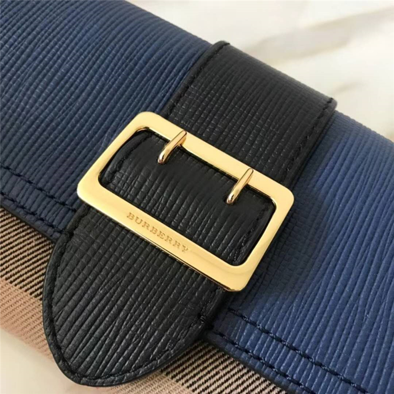 Burberry新款 巴寶莉錢包 皮革 長款錢夾 手掌紋小牛皮 藍色