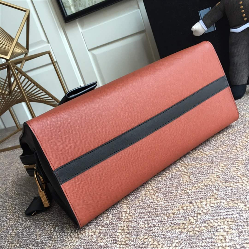 lBA047 Prada普拉達 小牛皮 拼色拼皮 手提肩包 紫檀