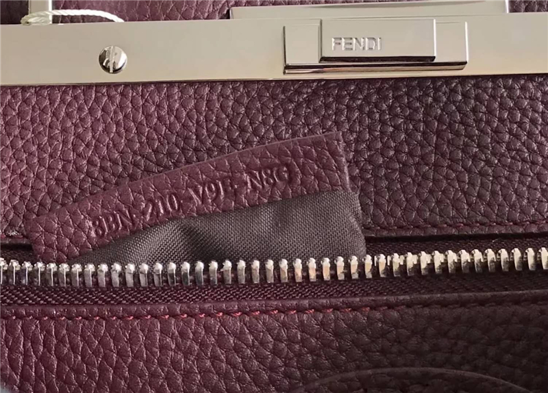 3106M FENDI芬迪 PEEKABOO 蟒蛇皮單提手 荔枝紋牛皮手提包 棗紅色