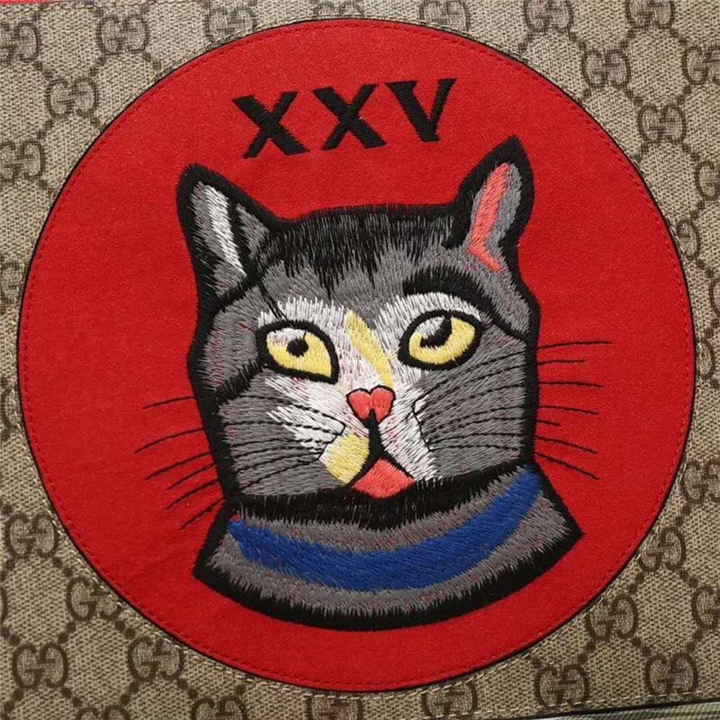 506280 Gucci Bosco圖案 貓頭 高級人造帆布 纖薄手包 紅色