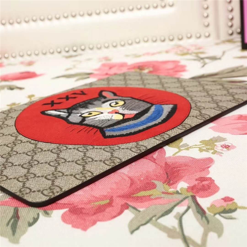 506280 Gucci Bosco圖案 貓頭 高級人造帆布 纖薄手包 紅色