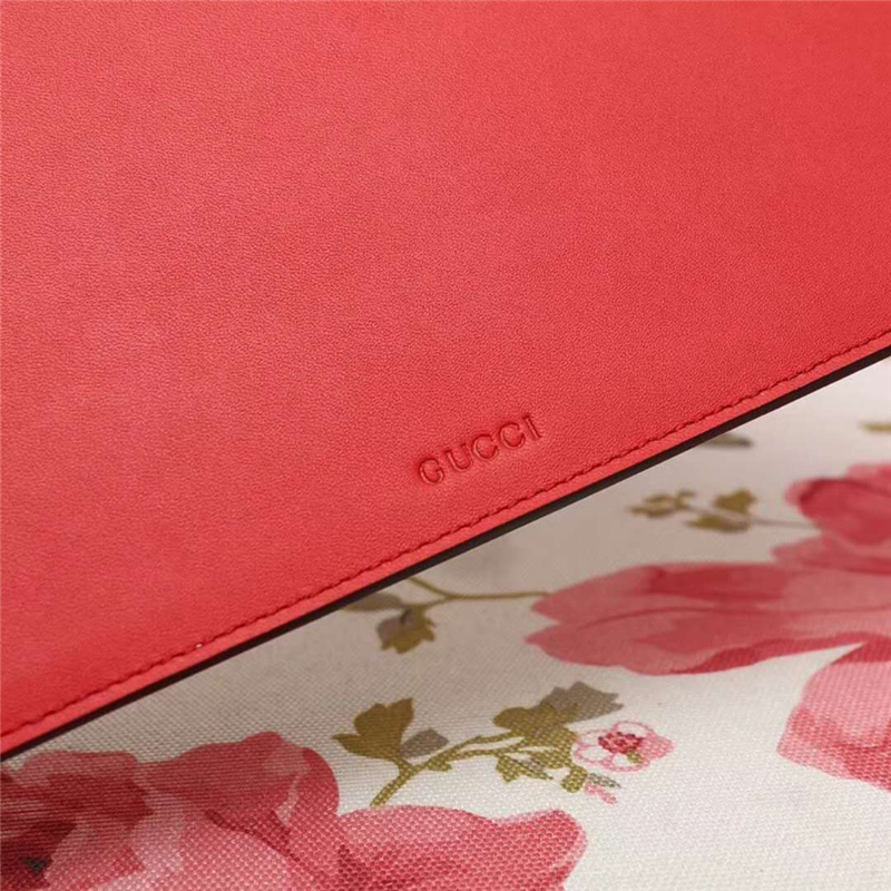 506280 Gucci Bosco圖案 貓頭 高級人造帆布 纖薄手包 紅色