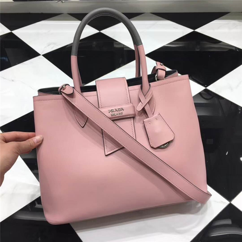 1BG148 Prada普拉達 進口小牛皮 拼色拼皮 女手提包