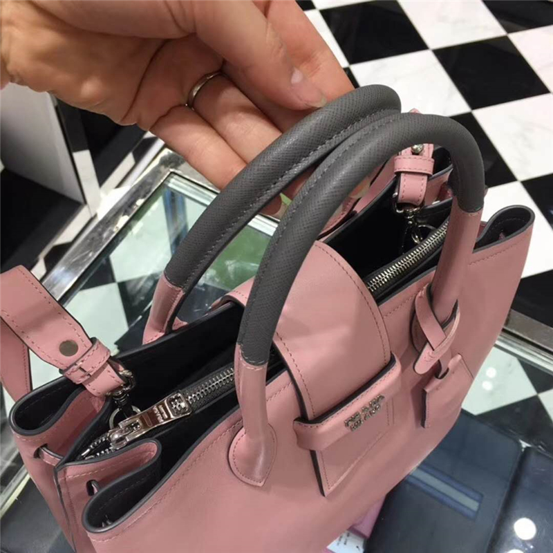 1BG148 Prada普拉達 進口小牛皮 拼色拼皮 女手提包