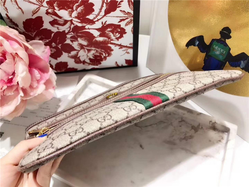 517551 Gucci Ophidia系列 GG圖案 復古風 纖薄手拿包 烏木色