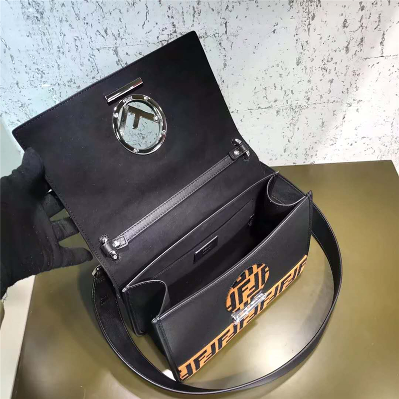 2819 FENDI芬迪 KANI手袋 雙色馬毛拼接 翻蓋手袋 啡拼黑