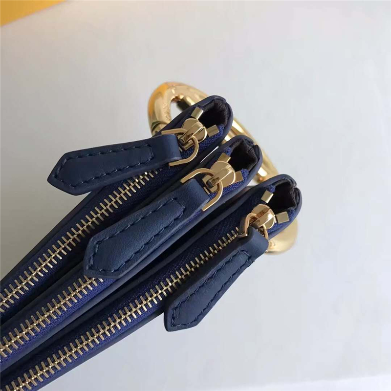 001 FENDI芬迪 F IS FEND 三套索環 小牛皮 手拿包 寶藍色